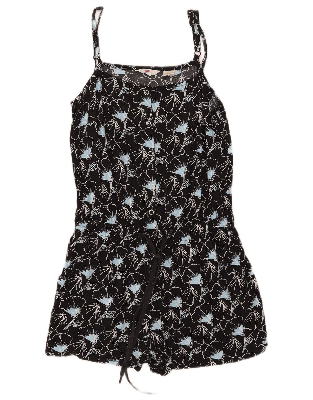 Levi's Damen ärmelloser Playsuit UK 10 Small Schwarz geblümte Viskose