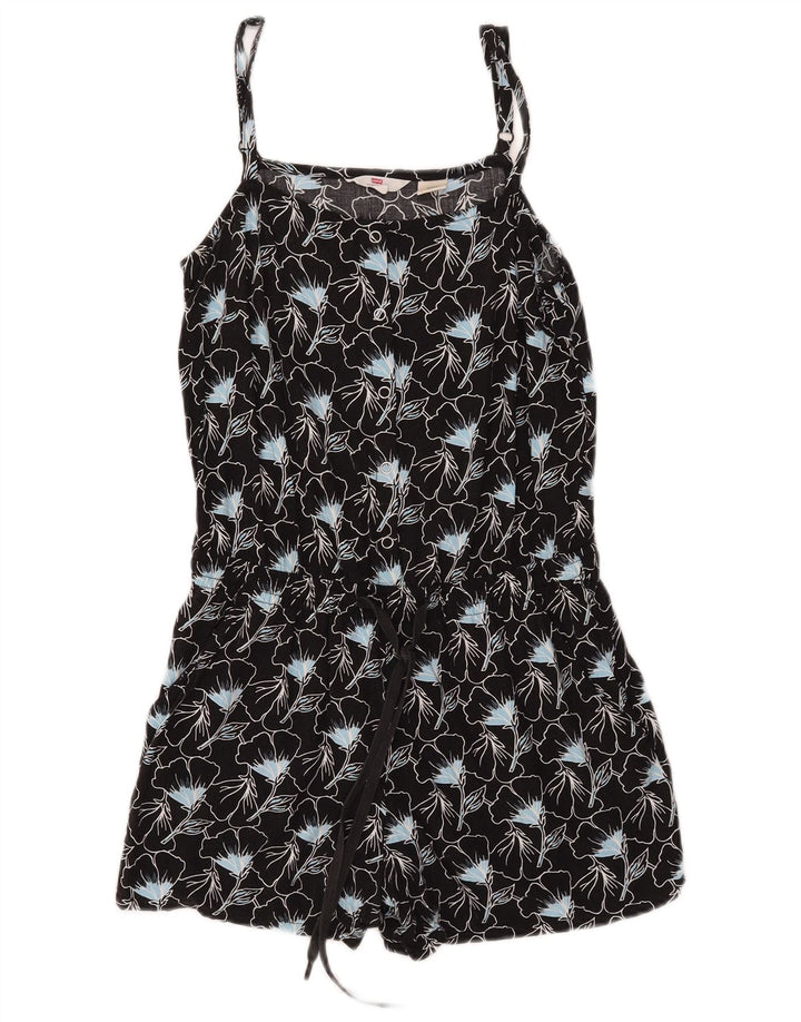 Levi's Damen ärmelloser Playsuit UK 10 Small Schwarz geblümte Viskose