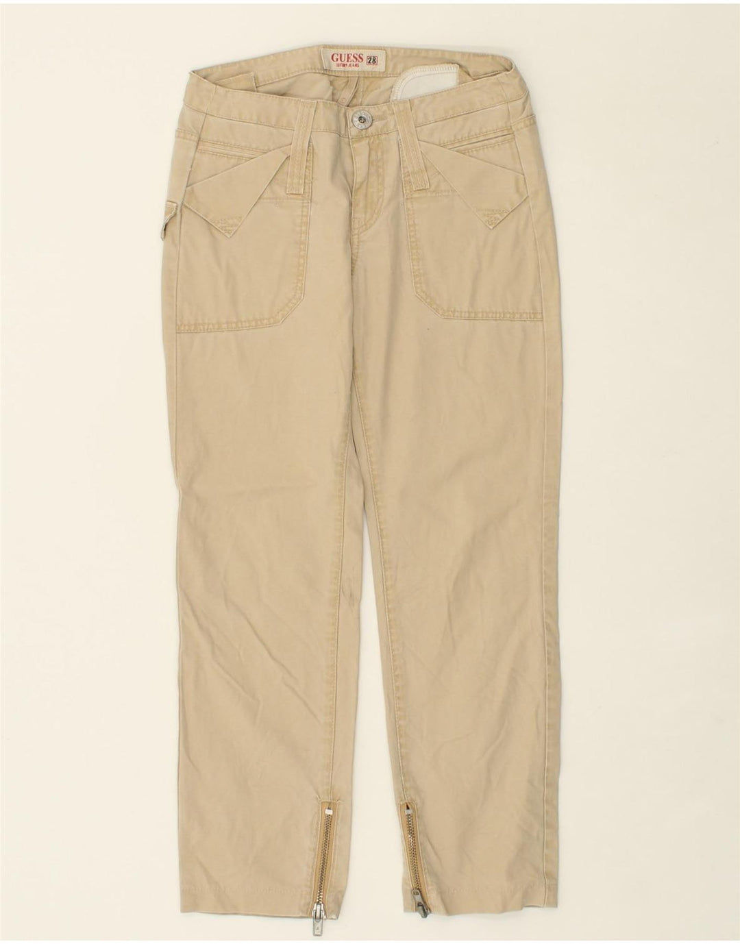 GUESS Womens Straight Chino Trousers W28 L26  Beige Vintage Guess and Second-Hand Guess from Messina Hembry 