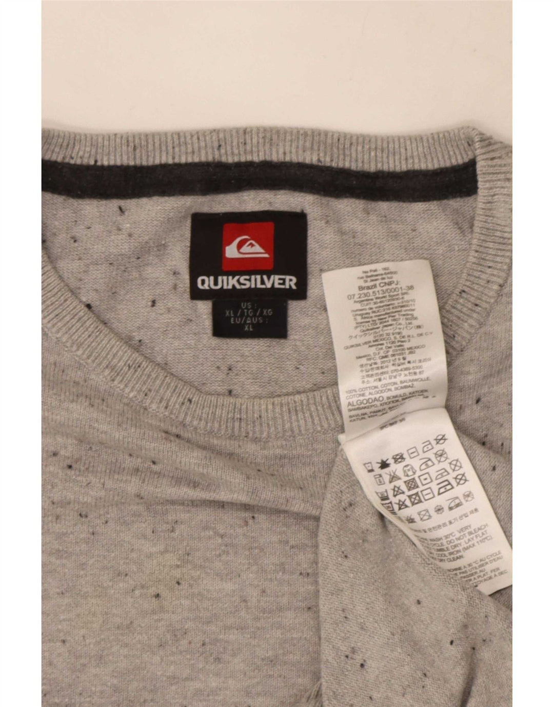 Quiksilver Herren-Pullover mit Rundhalsausschnitt, XL, graue Baumwolle