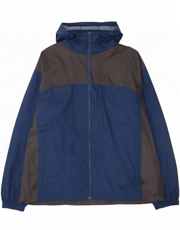 Columbia Herren-Regenjacke mit Kapuze, UK 44 2XL, blaues Colourblock-Nylon