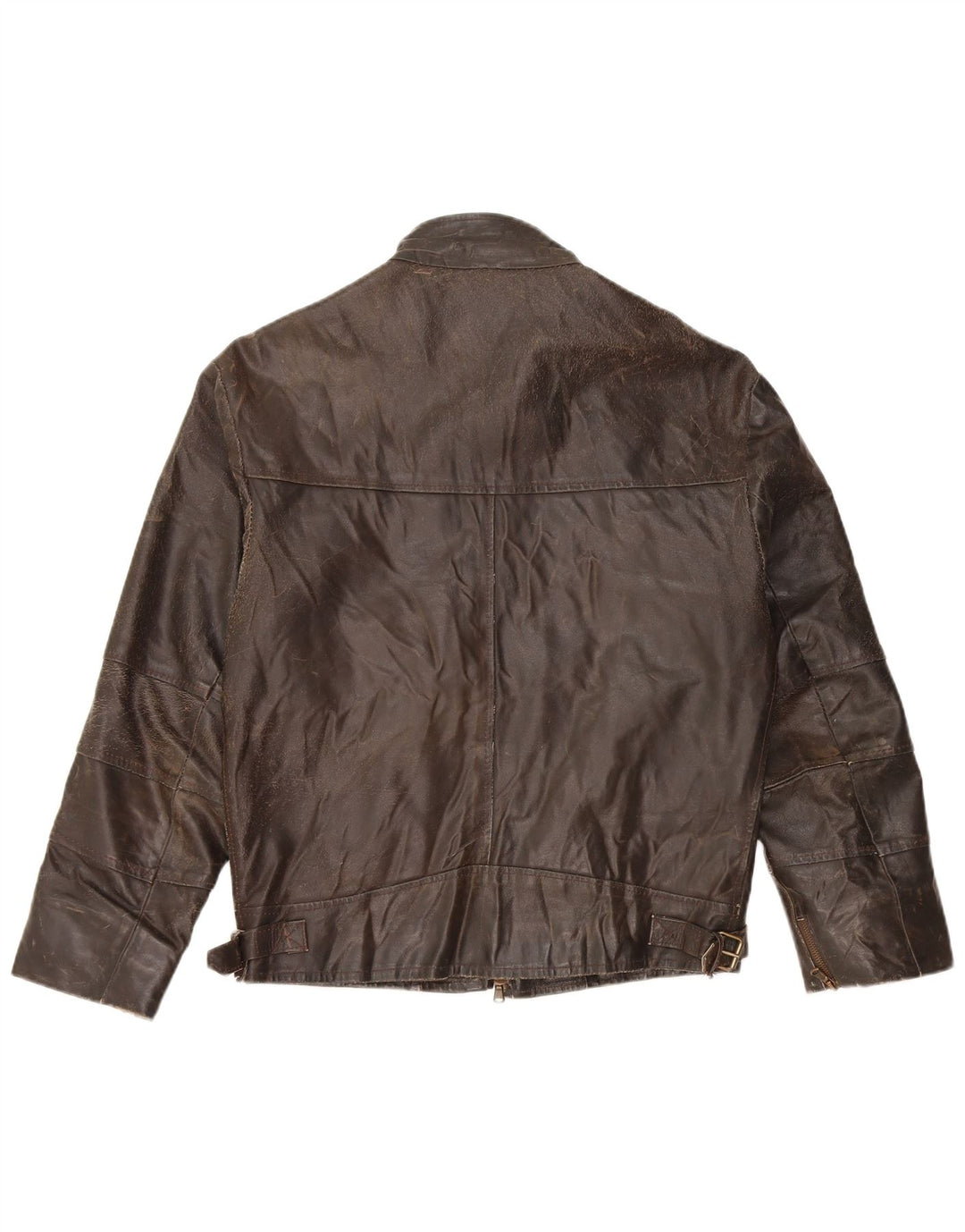 VINTAGE Damen Lederjacke mit 3/4-Ärmeln, UK 14, mittelbraunes Leder