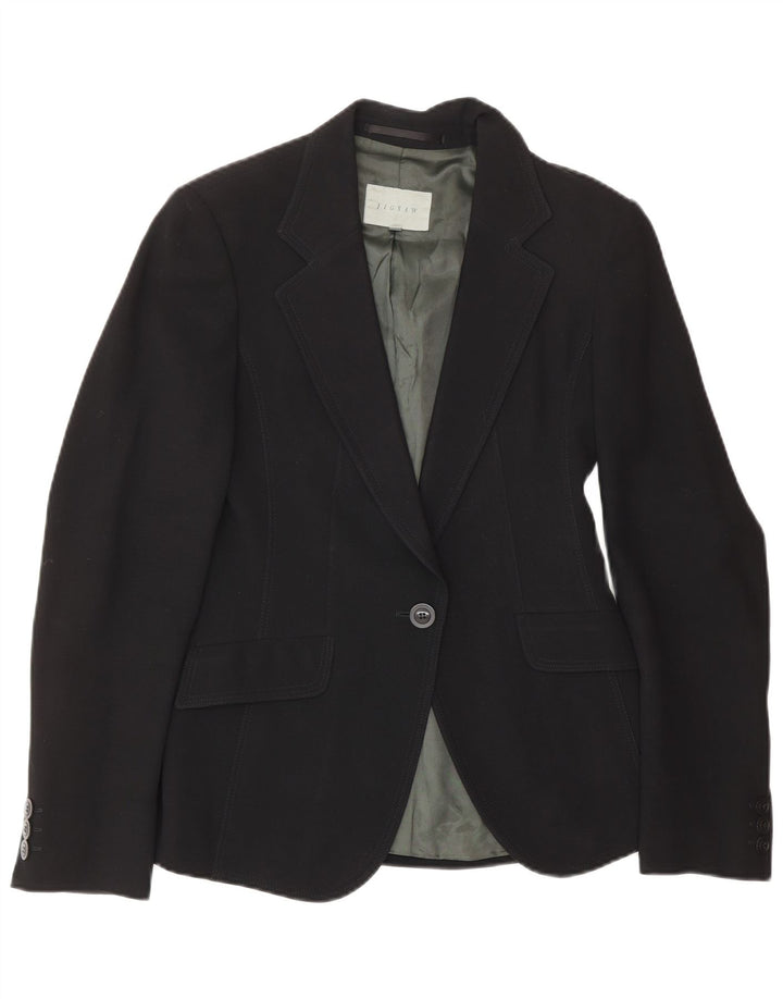 Jigsaw Damen 1-Knopf-Blazer-Jacke, Größe S, Schwarz, Wolle, klassisch