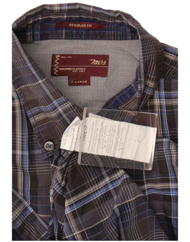 Marlboro Classics Herren-Hemd, reguläre Passform, XL, grau kariert, Baumwolle