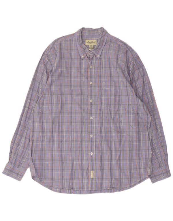 Eddie Bauer Herrenhemd XL, blau kariert, Baumwolle