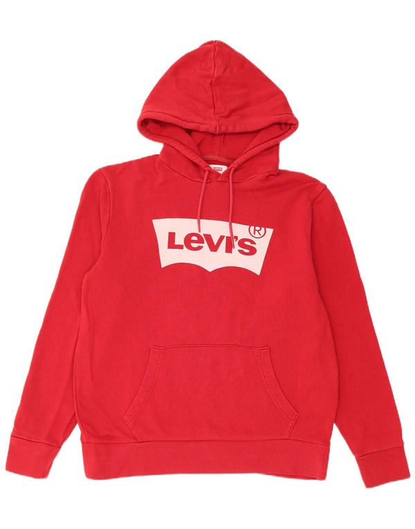 Levi's Mens Graphic Hoodie Jumper Medium Red Cotton