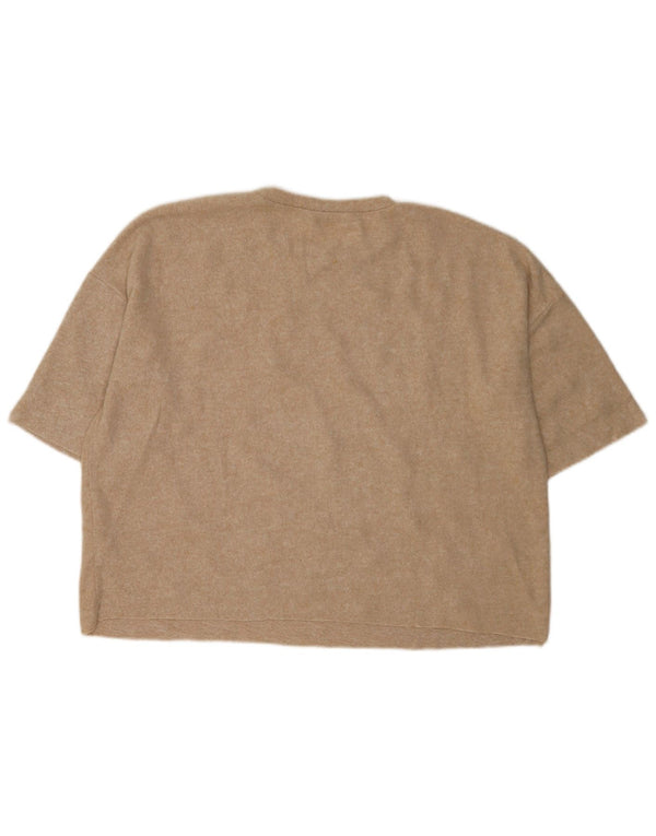 Zara Damen Trafaluc Übergroßes T-Shirt-Oberteil UK 14 Medium Beige Flecked