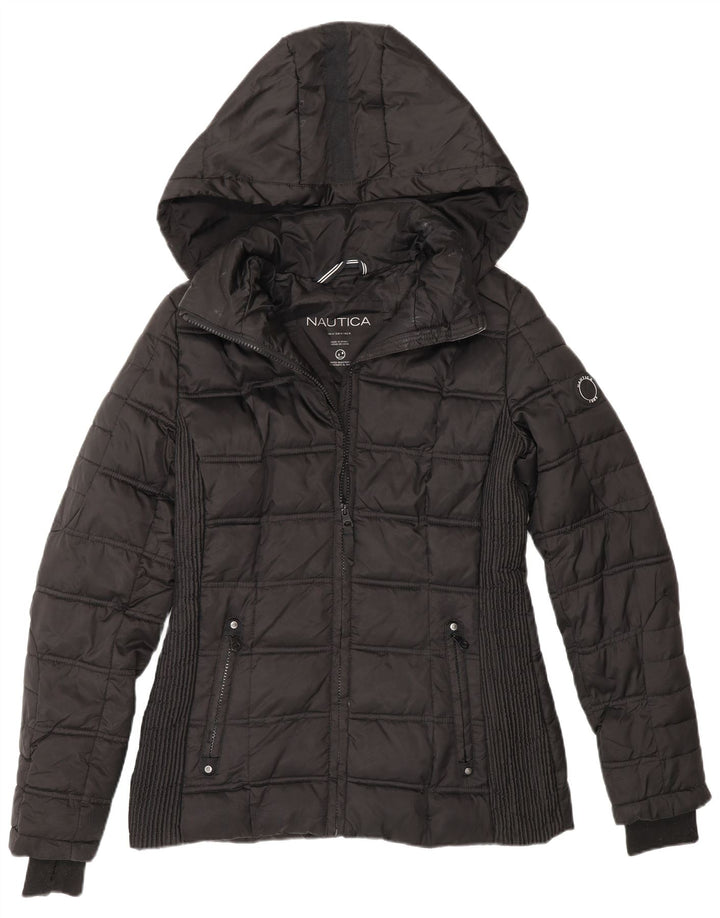 Nautica Wattierte Damenjacke mit Kapuze, UK 14, Mittelschwarz, Polyester