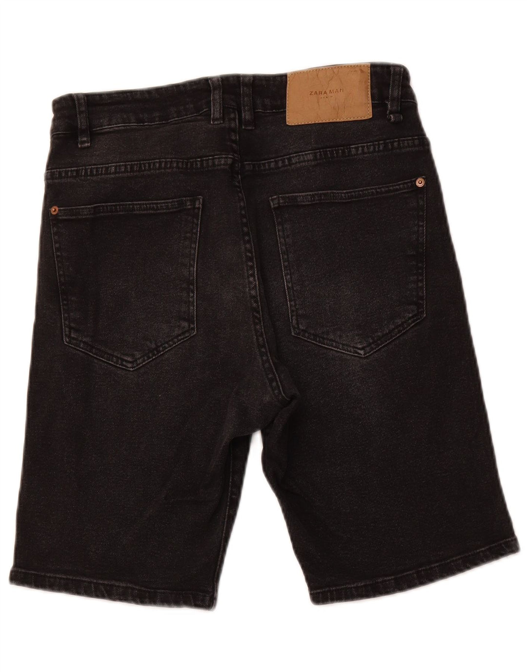 ZARA Herren Jeansshorts EU 40 Medium W31 Schwarze Baumwolle