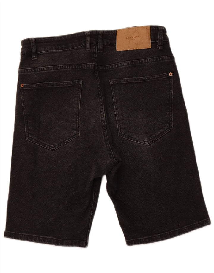 ZARA Herren Jeansshorts EU 40 Medium W31 Schwarze Baumwolle