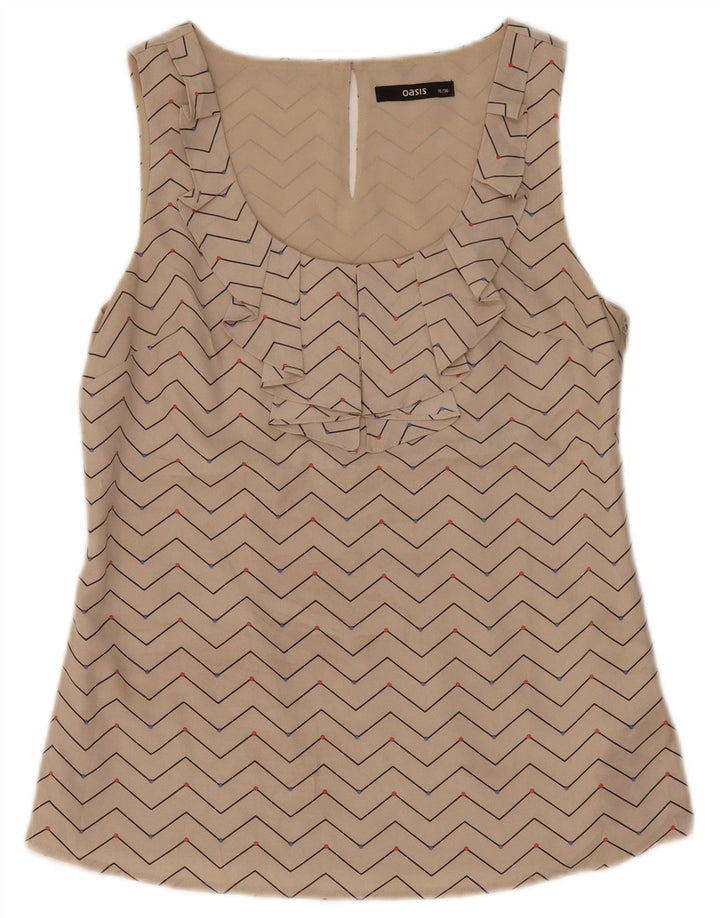 Ärmelloses Blusenoberteil für Damen von Oasis, Gr. 40, Größe S, Beige, geometrisch