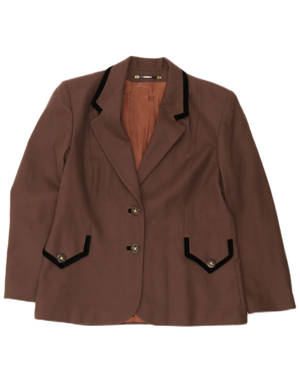 Dorene Damen 2-Knopf-Blazerjacke UK 18 XL Braune Schurwolle