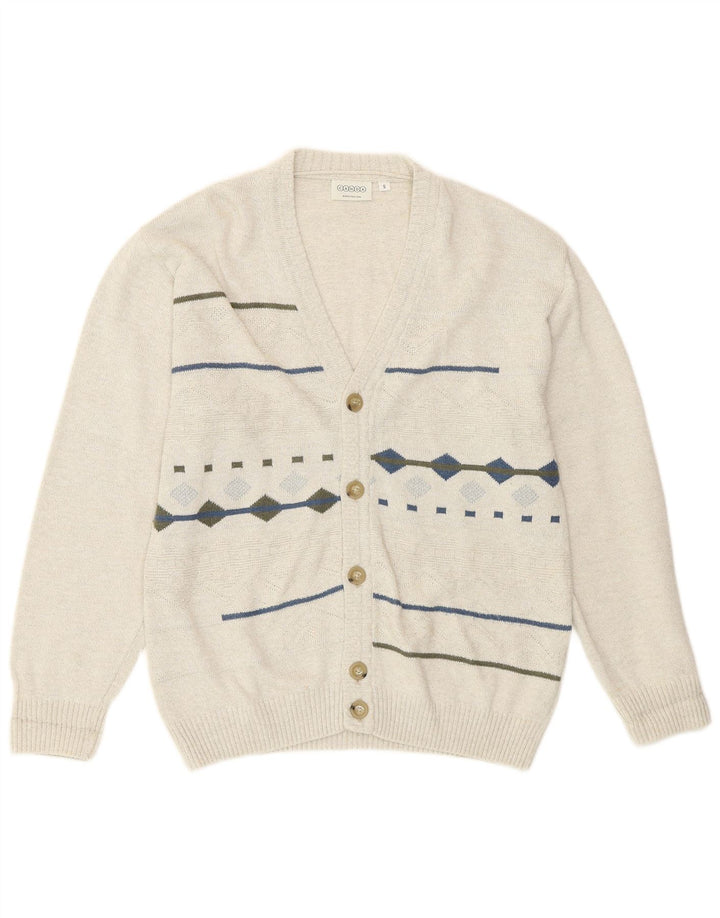 Canda Herren-Strickjacke, klein, aus weißer, geometrischer Baumwolle