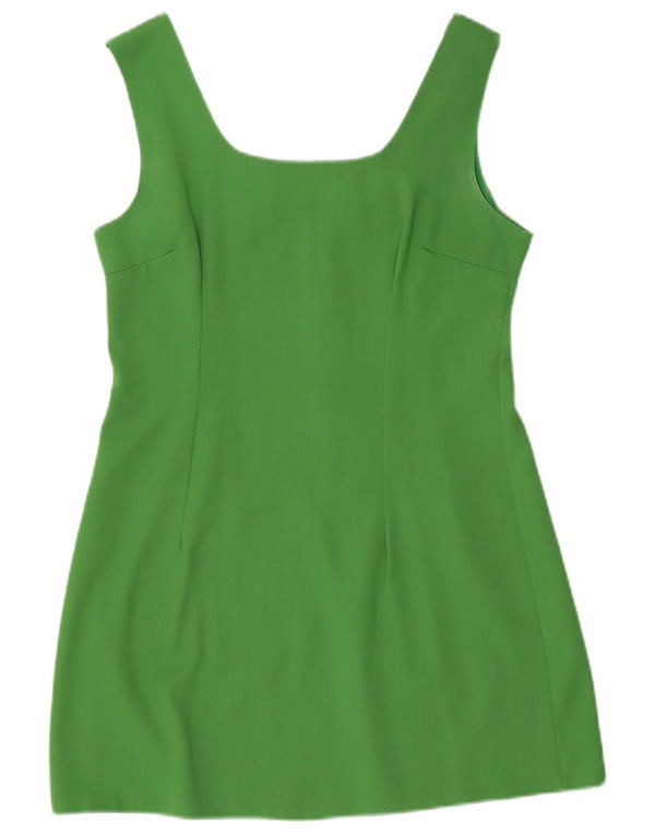 Vintage Damen Ärmelloses Etuikleid UK 14 Mittelgrünes Polyester