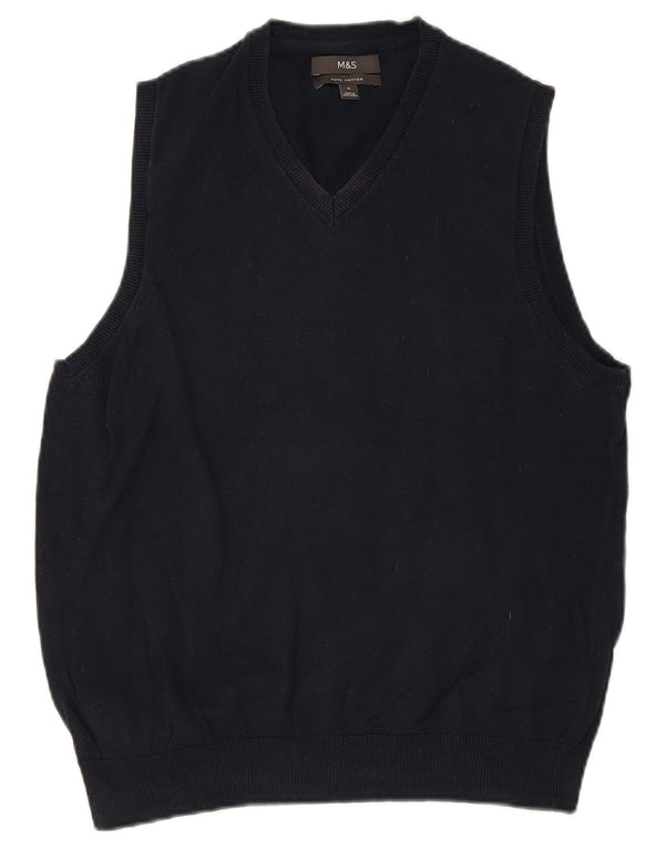 Marks & Spencer Herren-Weste-Tanktop aus mittelblauer, marineblauer Baumwolle