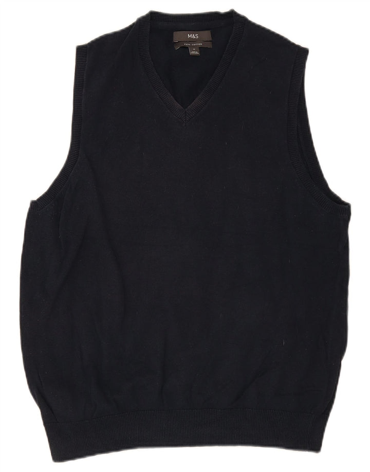 Marks & Spencer Herren-Weste-Tanktop aus mittelblauer, marineblauer Baumwolle