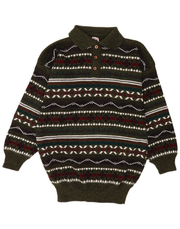 Vintage Herren Rollkragenpullover Pullover Medium Mehrfarbig Geometrisch