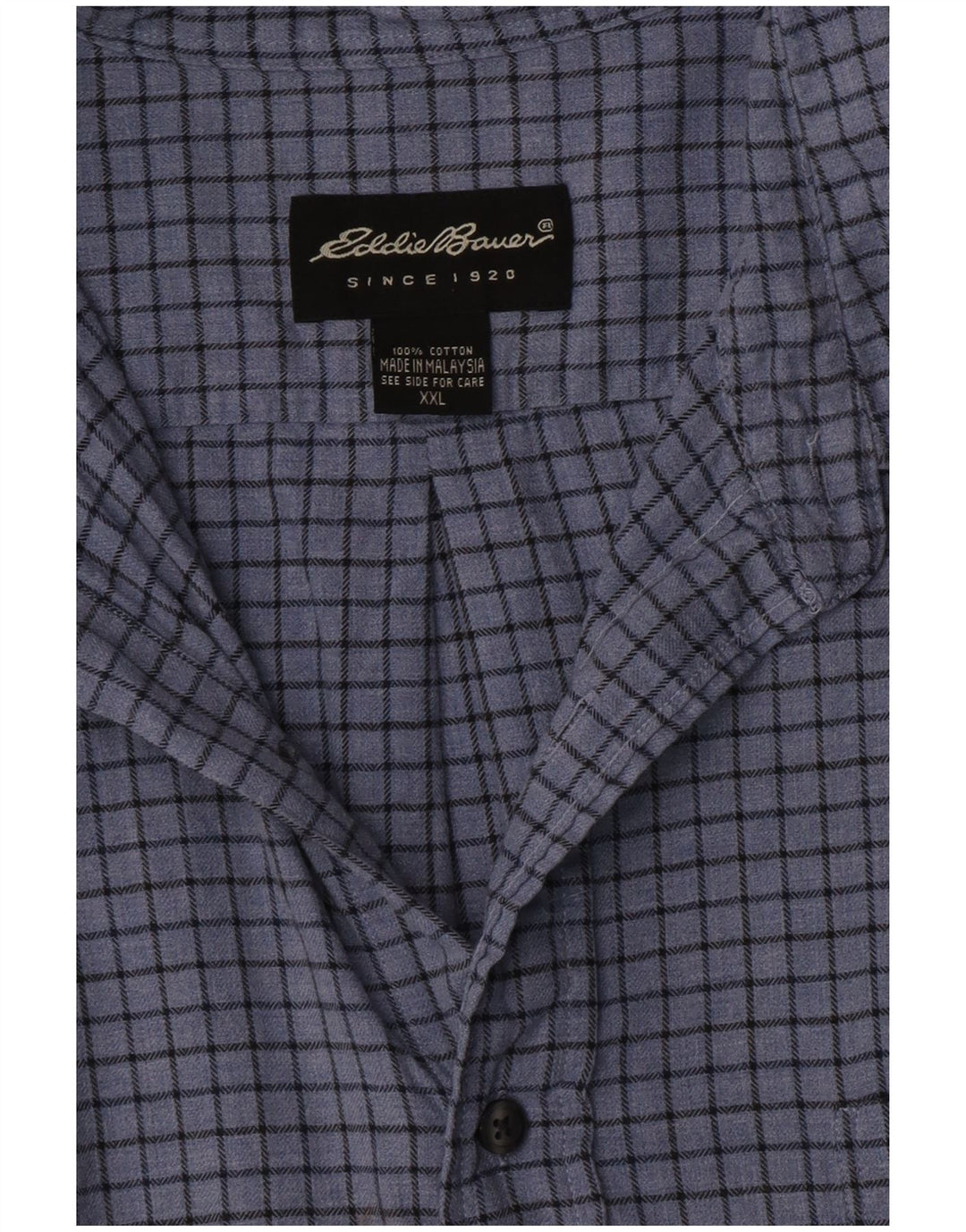 Eddie Bauer Herrenhemd 2XL blau kariert Baumwolle
