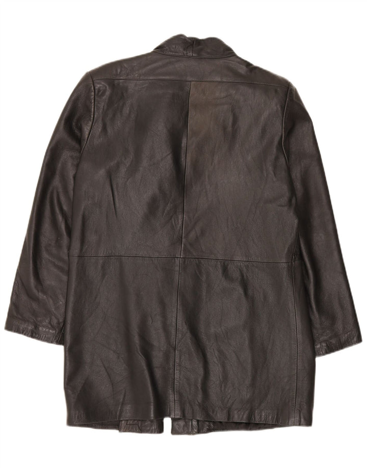 Vintage Damen Ledermantel IT 46 Großes schwarzes Leder
