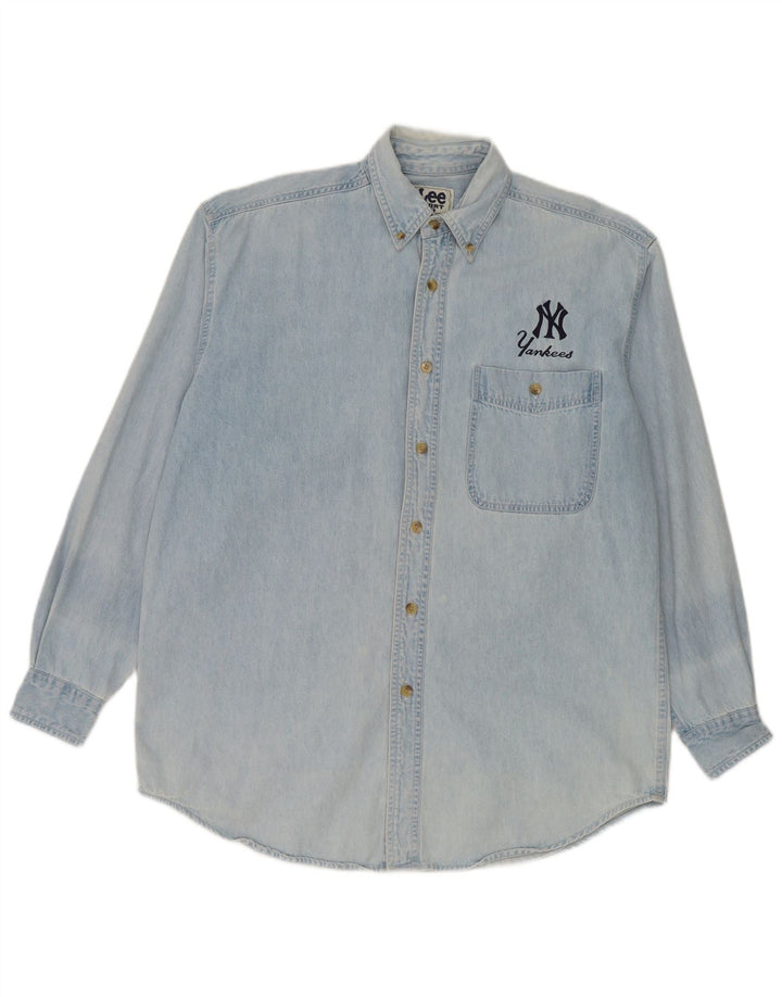 Lee Herren Yankees Jeanshemd mittelblaue Baumwolle
