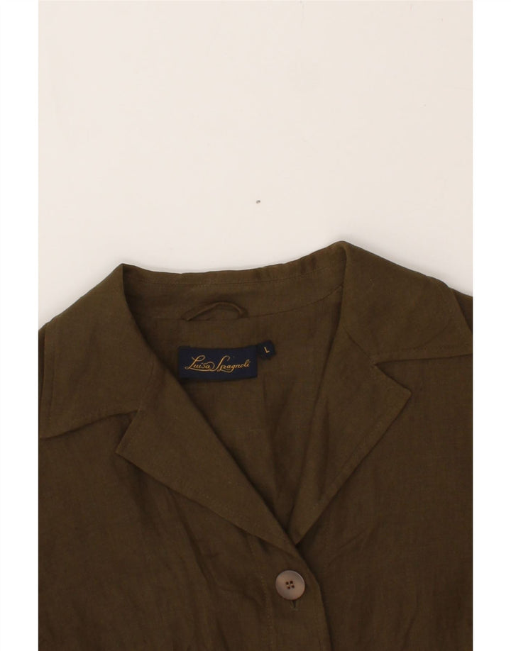 LUISA SPAGNOLI Womens 4 Button Blazer Jacket UK 16 Large Khaki Vintage Luisa Spagnoli and Second-Hand Luisa Spagnoli from Messina Hembry 