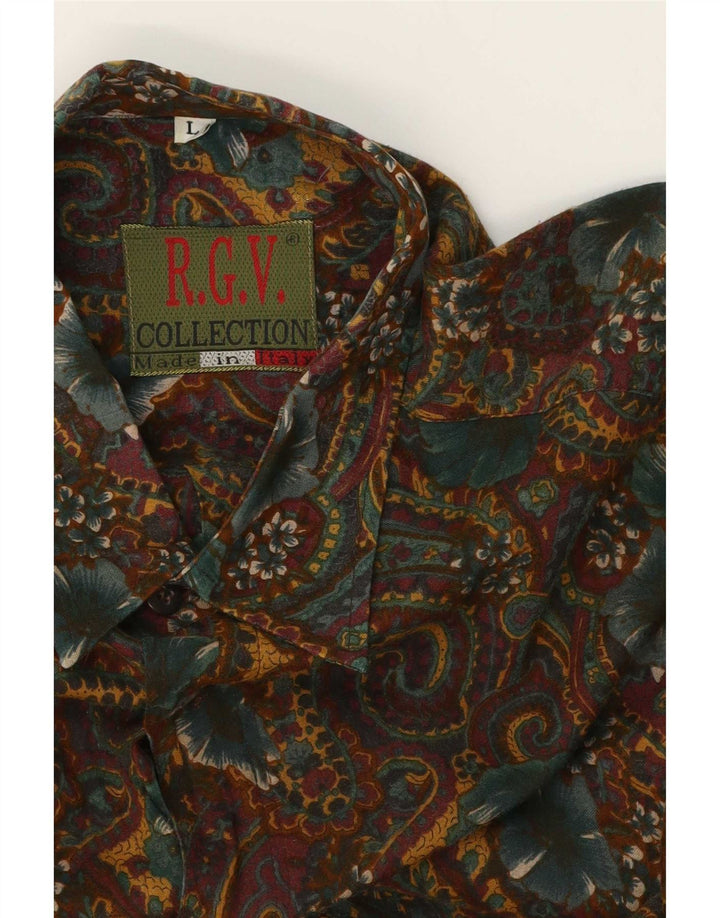 Vintage Herrenhemd Großes Khaki Paisley