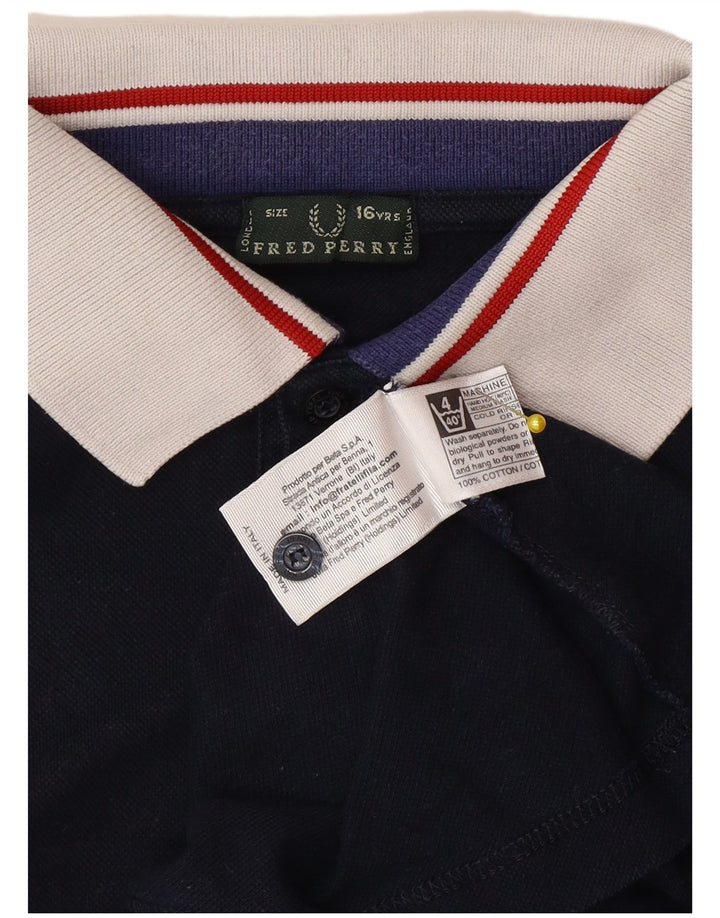 Fred Perry Jungen-Poloshirt, 15–16 Jahre, marineblaue Baumwolle