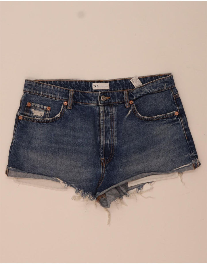 Zara Damen Jeansshorts EU 44 XL W34 Blaue Baumwolle