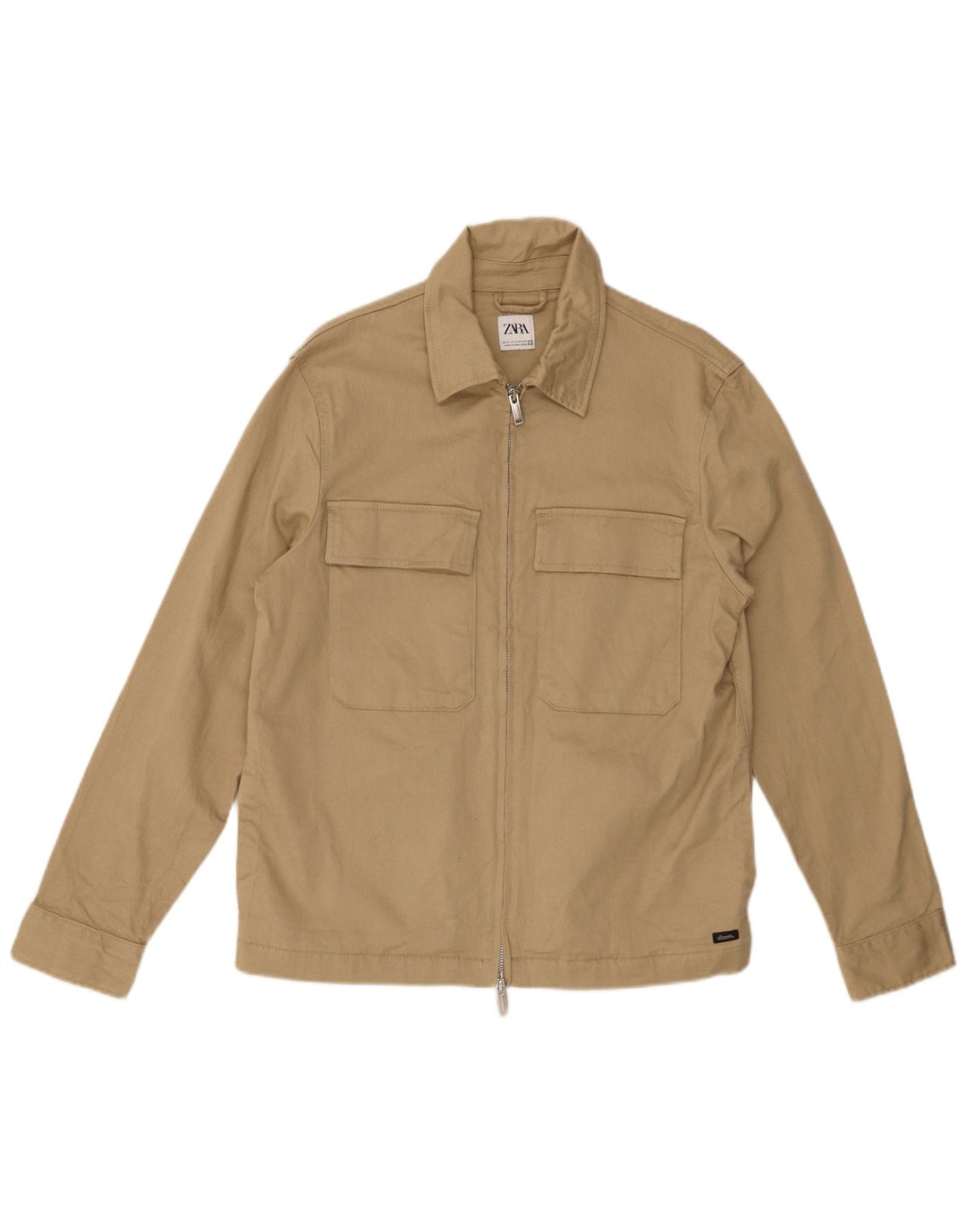 ZARA Herren Bomberjacke UK 38 Mittelbeige Baumwolle