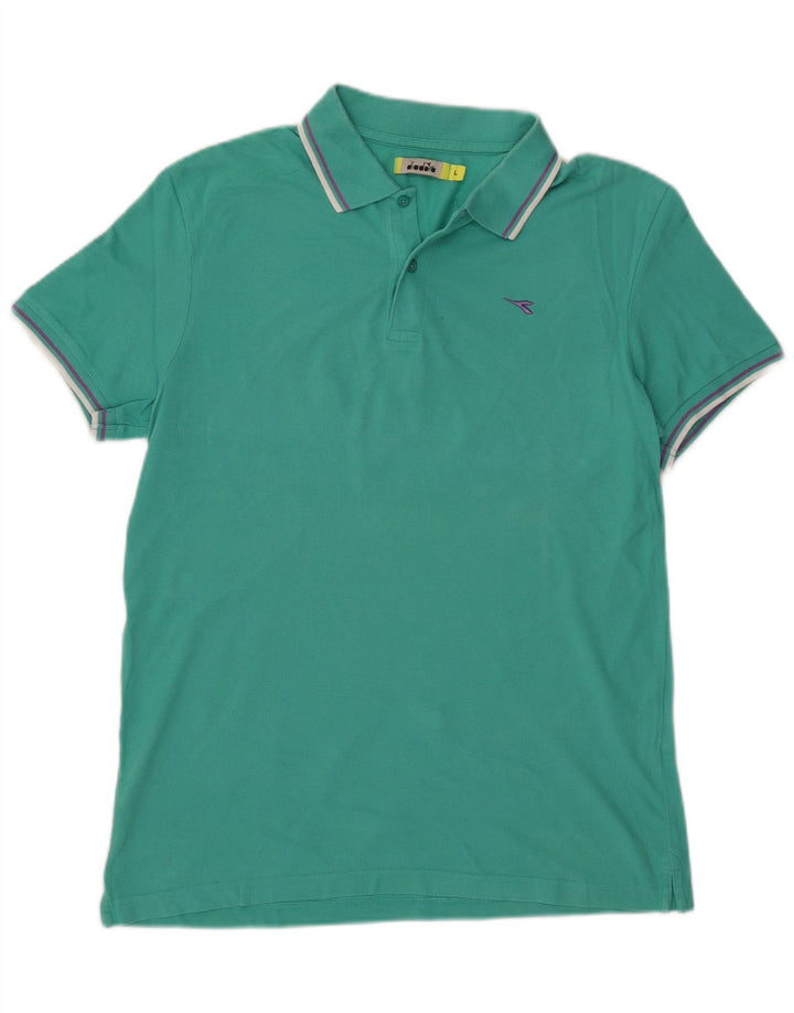 Diadora Herren-Poloshirt, große türkisfarbene Baumwolle