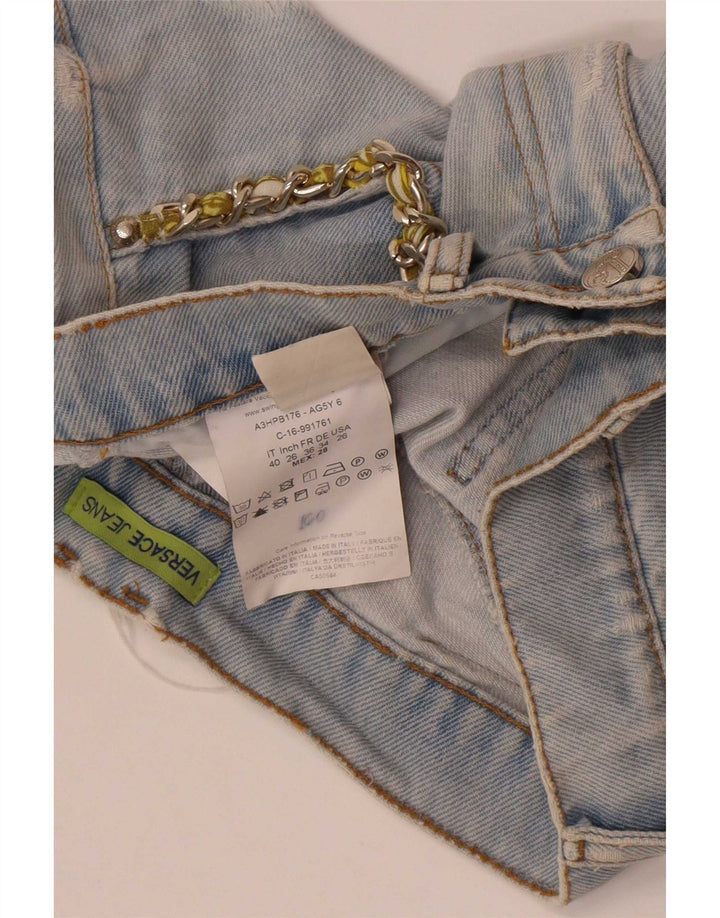 Versace Damen Distressed Denim Shorts W28 Mittelblaue Baumwolle