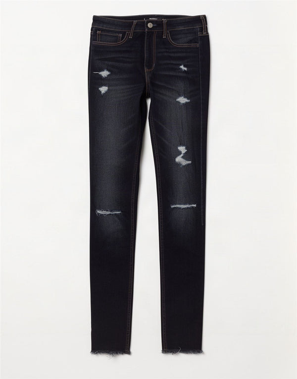 Hollister Damen Distressed Skinny Jeans US 3 XS W26 L30 Marineblau