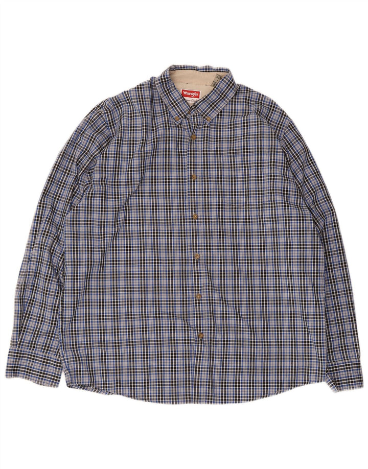 Wrangler Herrenhemd, groß, blau kariert, Baumwolle