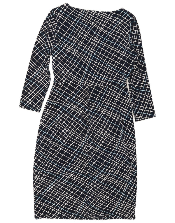 Laura Ashley Damen-Etuikleid mit langen Ärmeln, Gr. 12, Mittel, Marineblau, kariert