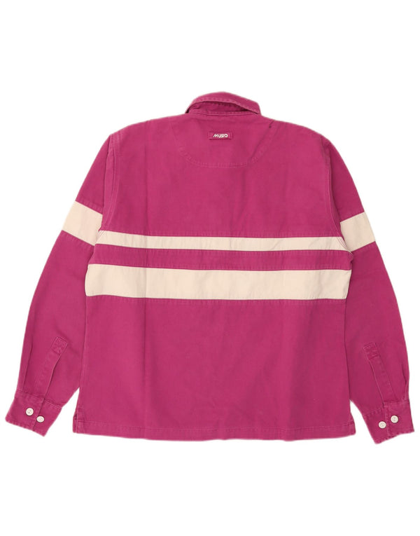 Musto Langarm-Rugby-Poloshirt für Damen, UK 14, groß, rosa gestreift, Baumwolle
