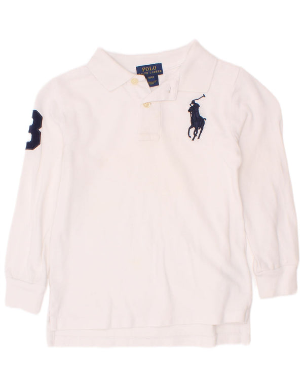 Polo Ralph Lauren Langarmshirt mit Grafik für Jungen, 3–4 Jahre, weiße Baumwolle