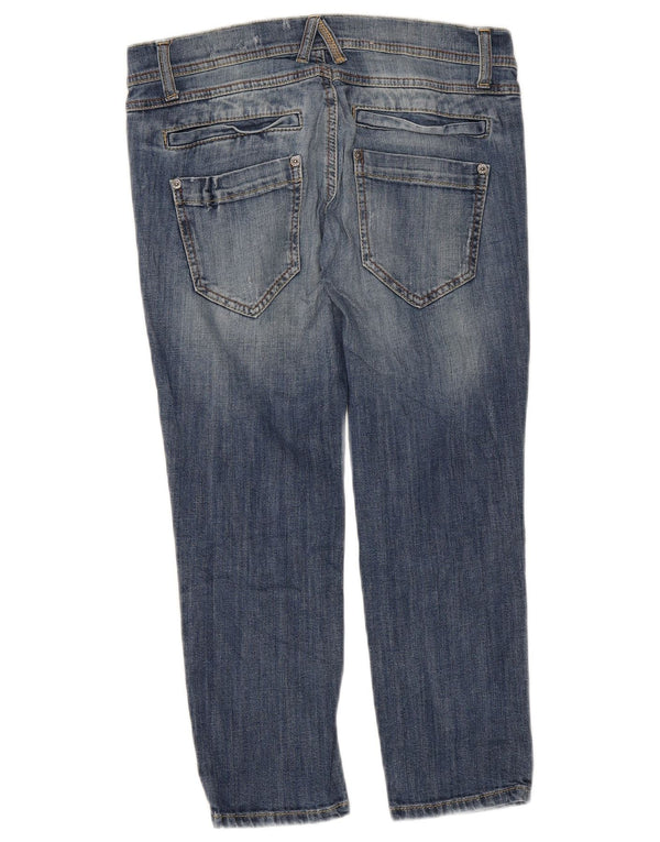 Benetton Damen-Capri-Jeans mit niedriger Taille und schmaler Passform, W28, L22, Blau