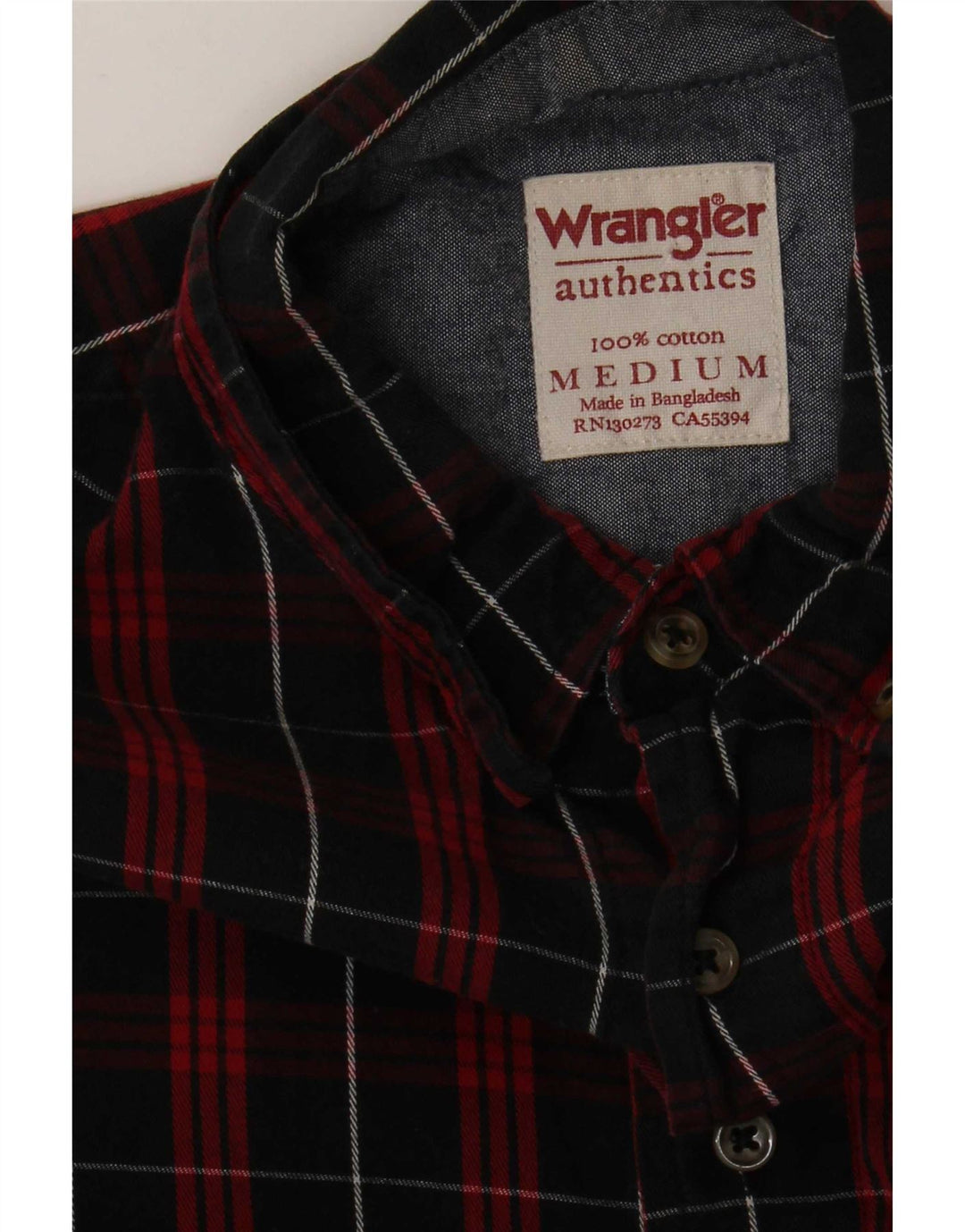 Wrangler Herren-Flanellhemd, mittelrot, kariert, Baumwolle