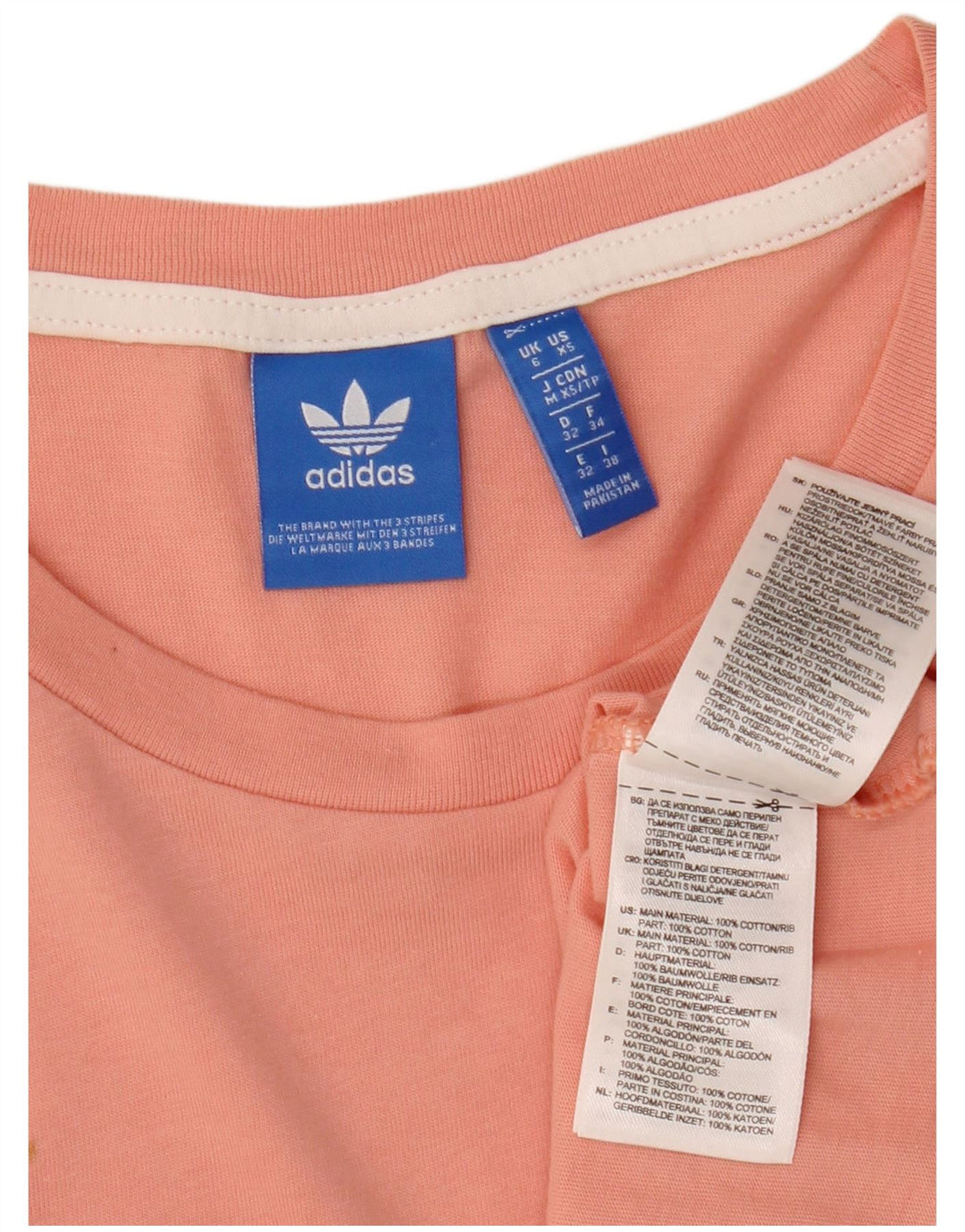 ADIDAS Damen Übergroßes Crop T-Shirt Top UK 6 XS Rosa Baumwolle