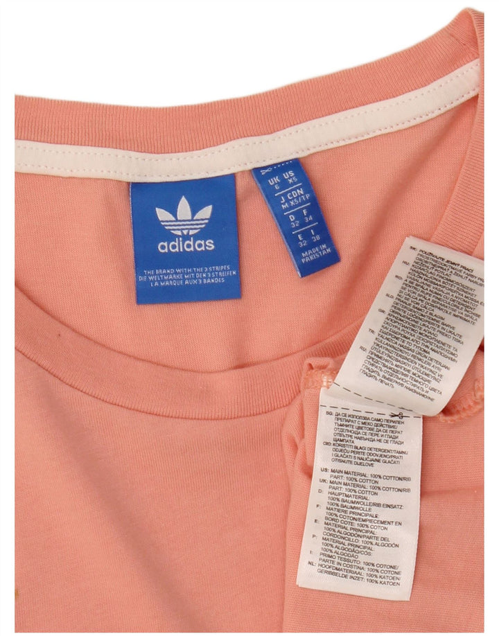 ADIDAS Damen Übergroßes Crop T-Shirt Top UK 6 XS Rosa Baumwolle