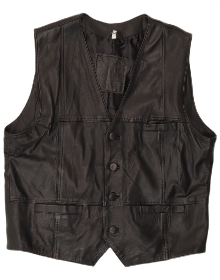 Vintage Herren Lederweste EU 54 XL Schwarzes Leder