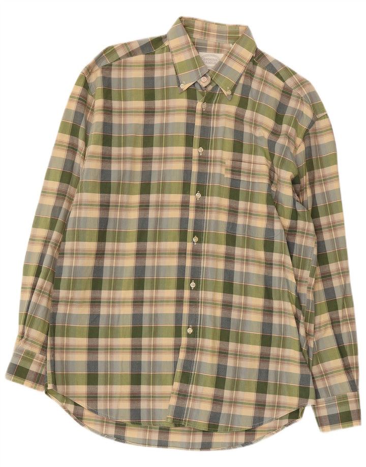 ANONIMA CAMICHE Mens Flannel Shirt Size 40/41 Medium Green Check Cotton