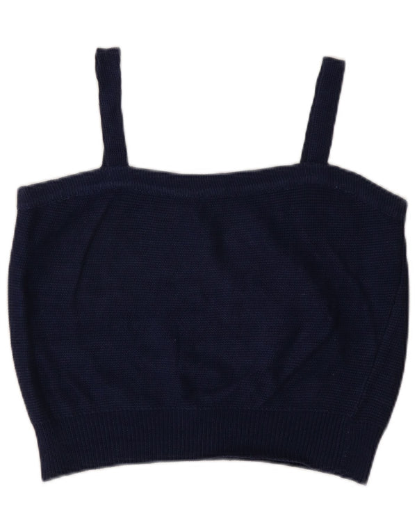 Vintage Damen Crop Cami Top UK 14 Medium Marineblau
