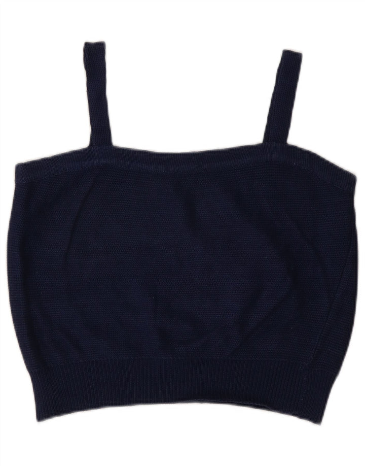 Vintage Damen Crop Cami Top UK 14 Medium Marineblau