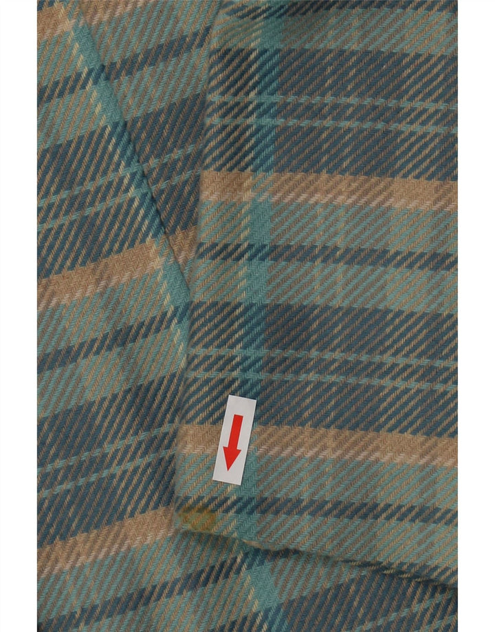 Vintage Damen 5-Knopf-Blazer-Jacke IT 44 mittelblau karierte Wolle