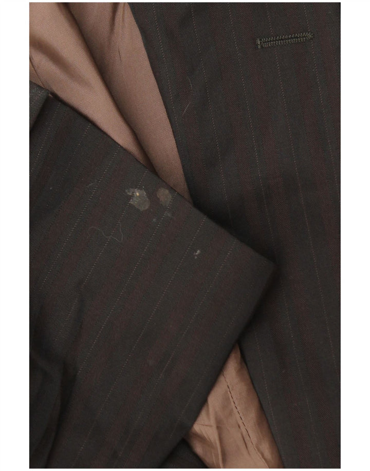 HUGO BOSS Herren 2-Knopf-Blazerjacke EU 58 4XL Braune Nadelstreifenwolle