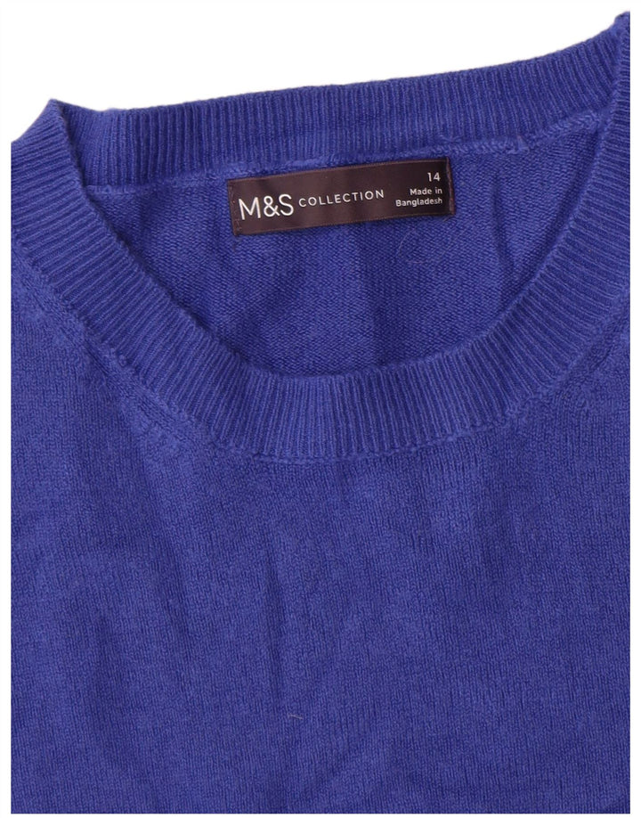 Marks & Spencer Damen Pullover mit Rundhalsausschnitt, UK 14, Mittelblau