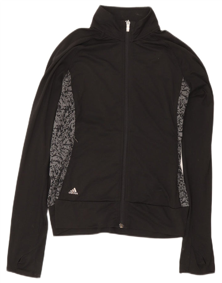 Adidas Damen-Trainingsanzug mit abstraktem Muster, Top-Jacke, UK 10, Größe S, Schwarz