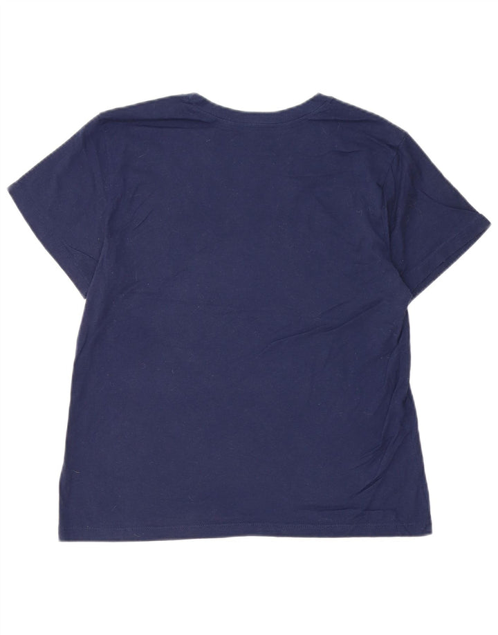 CHAMPION Damen Grafik-T-Shirt-Oberteil UK 12 Medium Marineblau