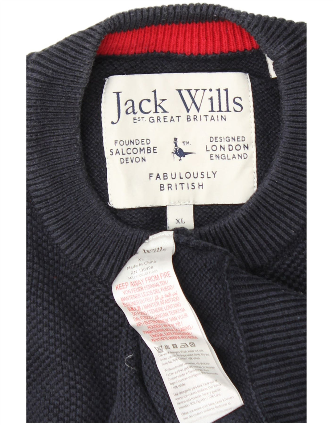 JACK WILLS Damen-Pullover mit Rundhalsausschnitt, Gr. 18, XL, Marineblau, Baumwolle